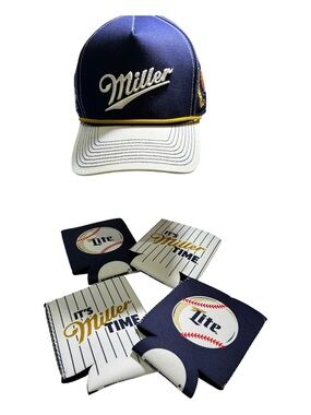This American Needle Miller Genuine Draft snapback hat new with 4 beer cozy